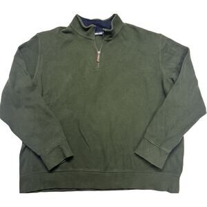 Land’s End Men’s Quarter Zip Pullover Green XXL Preppy Outdoor
